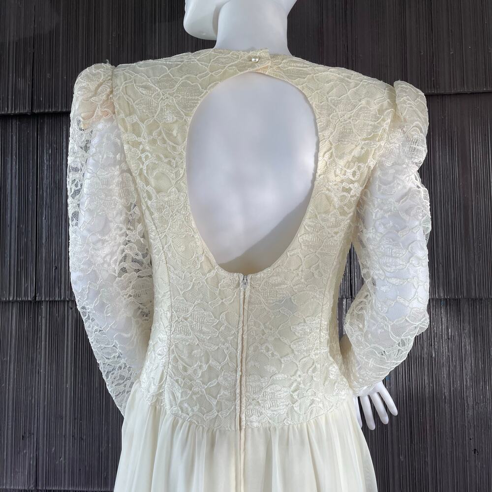 🔥VTG Jessica Howard Lace Embroider Puffed Sleeve Formal Wedding Romantic Dress - Picture 6 of 16